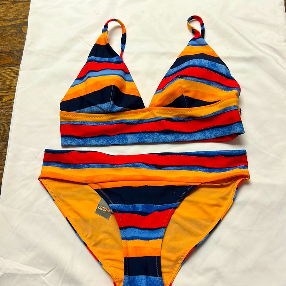 Aerie multicolored striped bikini set, size S, worn once